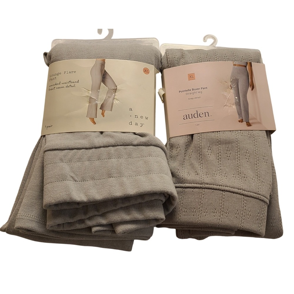 A New Day & Auden Lounge Pants Bundle XL Gray Flare & Pointelle Boxer 2pk NWT